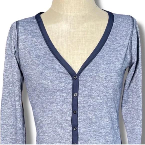 Lululemon Awesoma Henley Long Sleeve In Heathered Inkwell - Picture 7 of 13